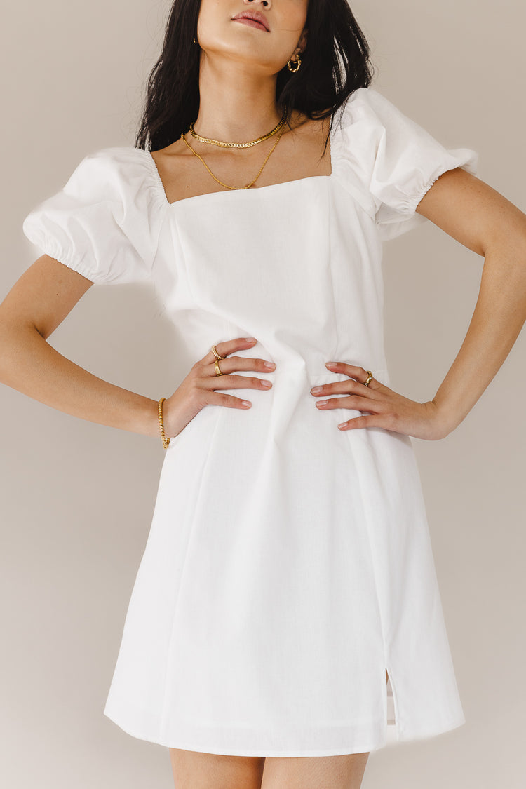 Destiny Mini Dress in White - FINAL SALE