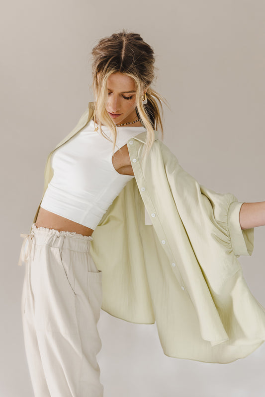Oversized button up in sage