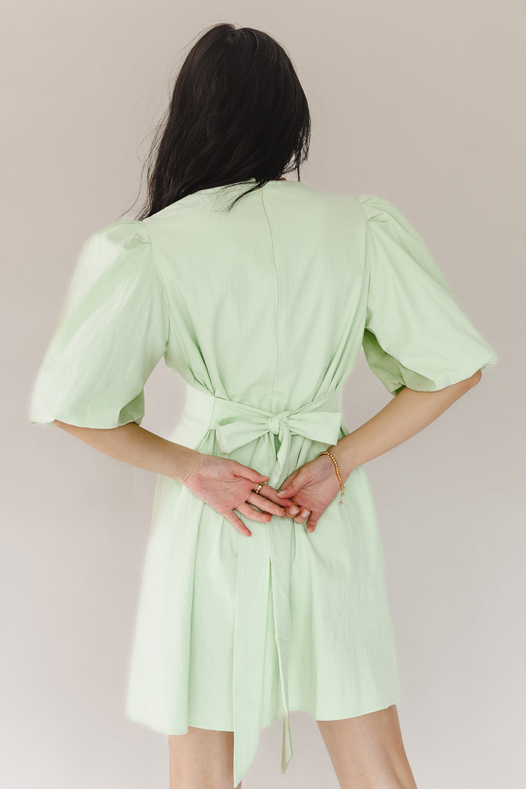 Adjustable waist straps dress in mint