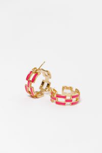 Pink small rectangular earrings  