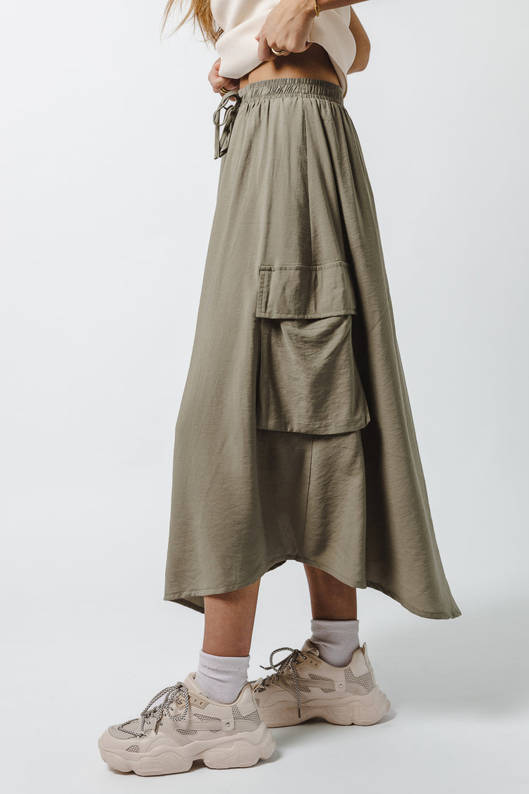 green skirt with pockets