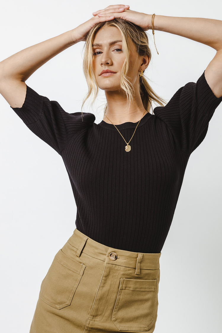 black top with puff sleeves