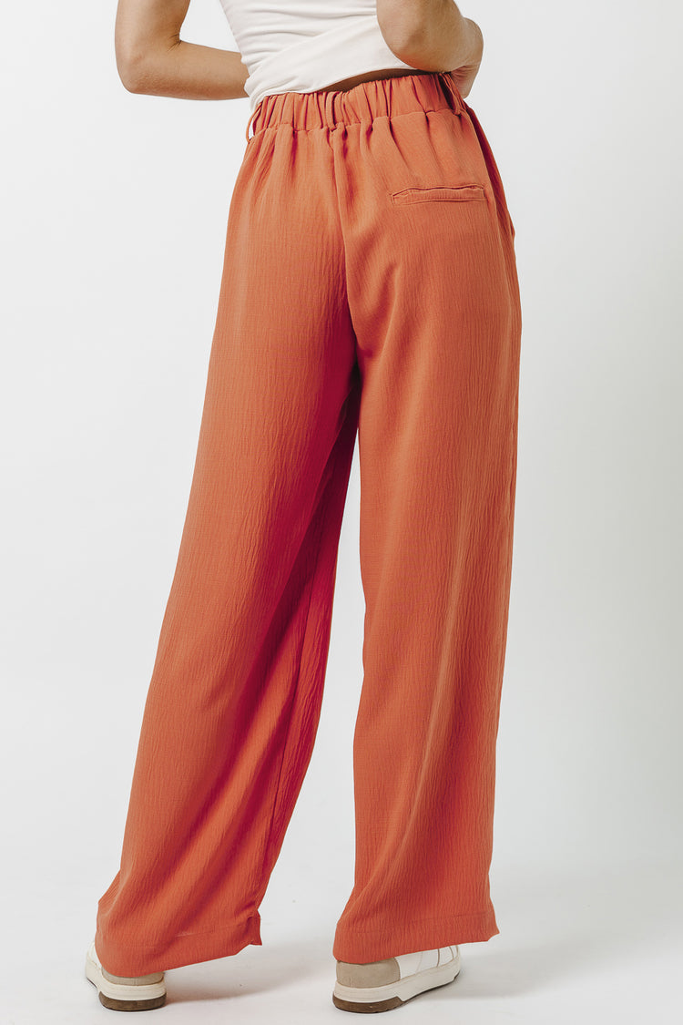 coral pants with elastic waistband