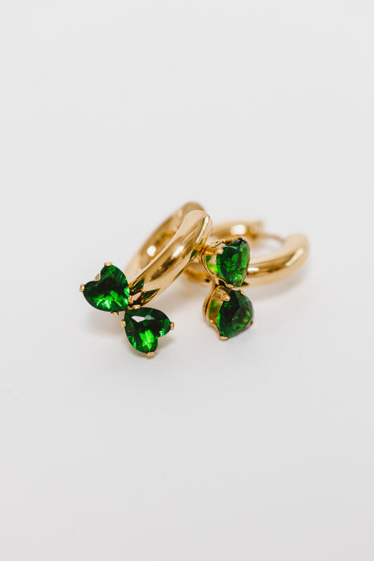 dainty earrings with green 