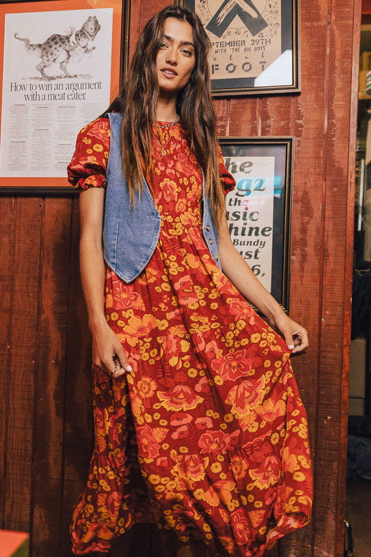 floral printed midi dress