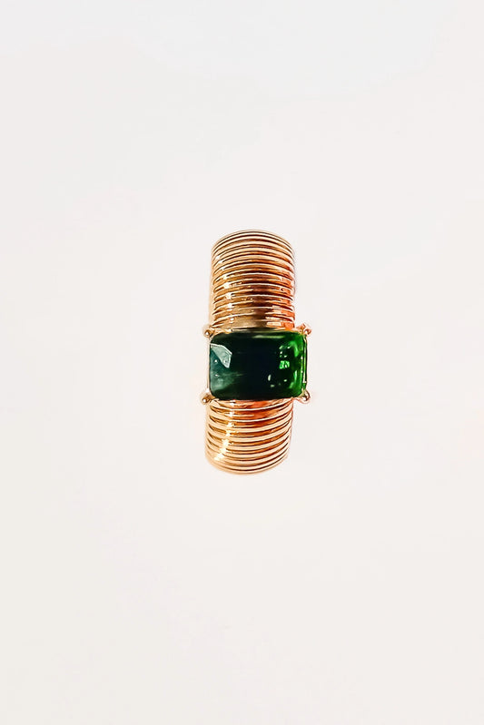 Emerald detail gem ring 