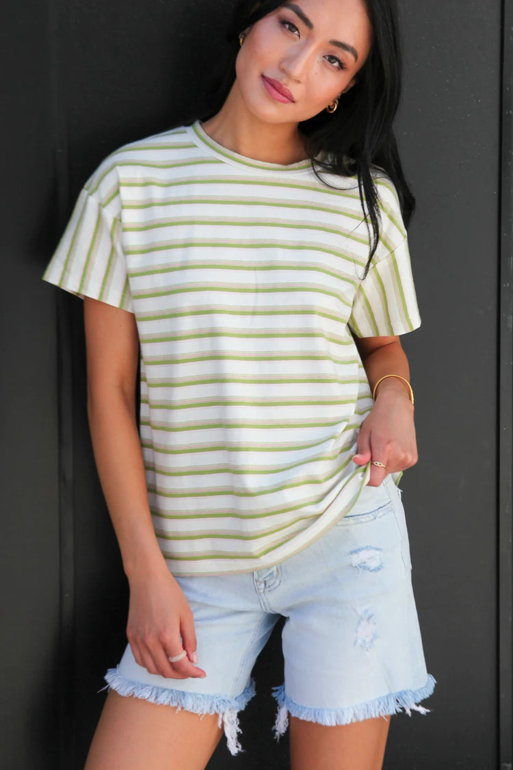Anastasia Striped Top in Green - FINAL SALE