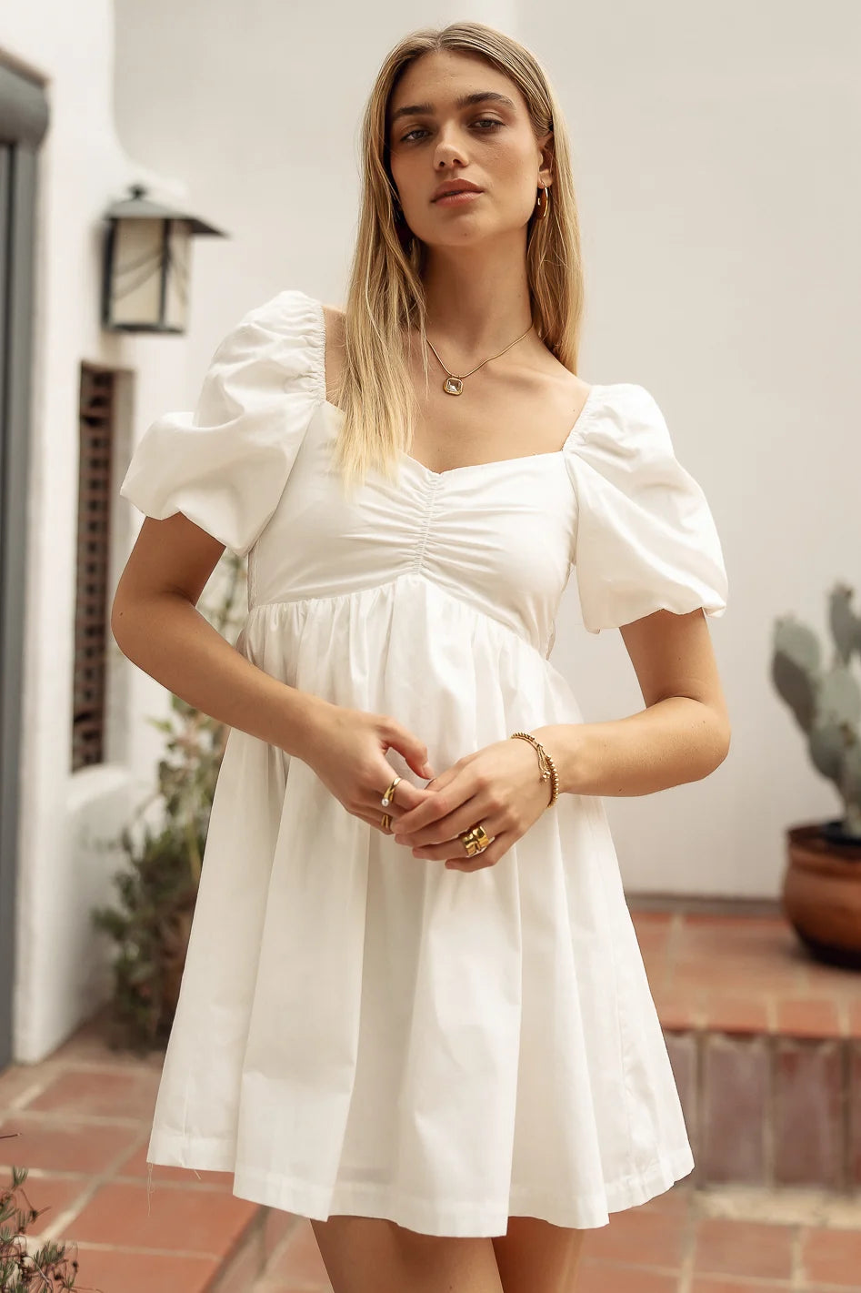 Brynne Satin Rhinestone Bow Bodycon Mini Dress in White | Size Large | Polyester/Spandex | American Threads