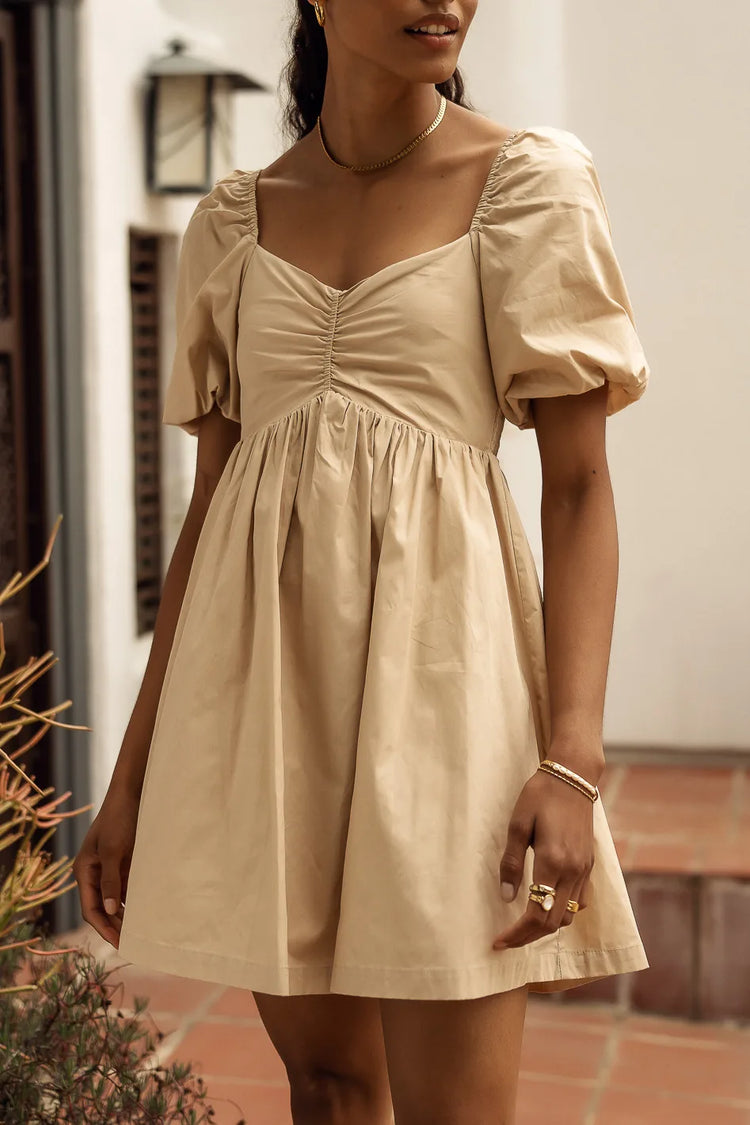 Brynne Mini Dress in Tan
