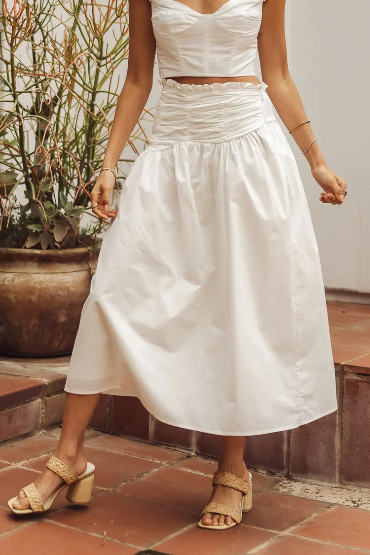 Midi length white skirt  