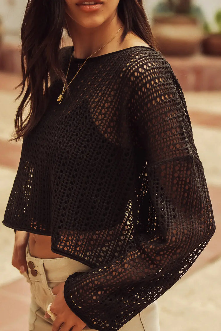 Lottie Crochet Sweater in Black