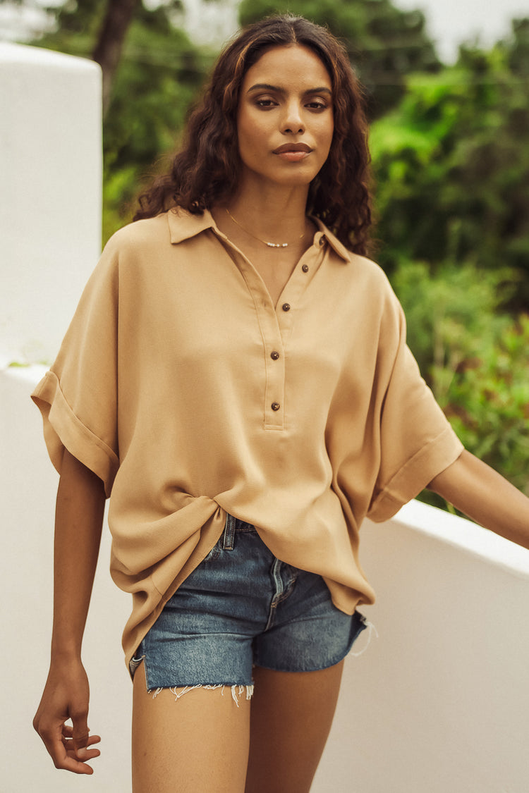 Danica Oversized Top in Taupe