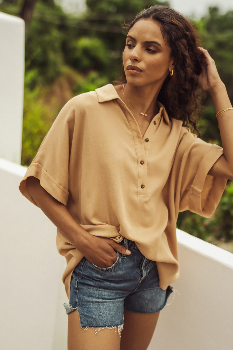 Danica Oversized Top in Taupe