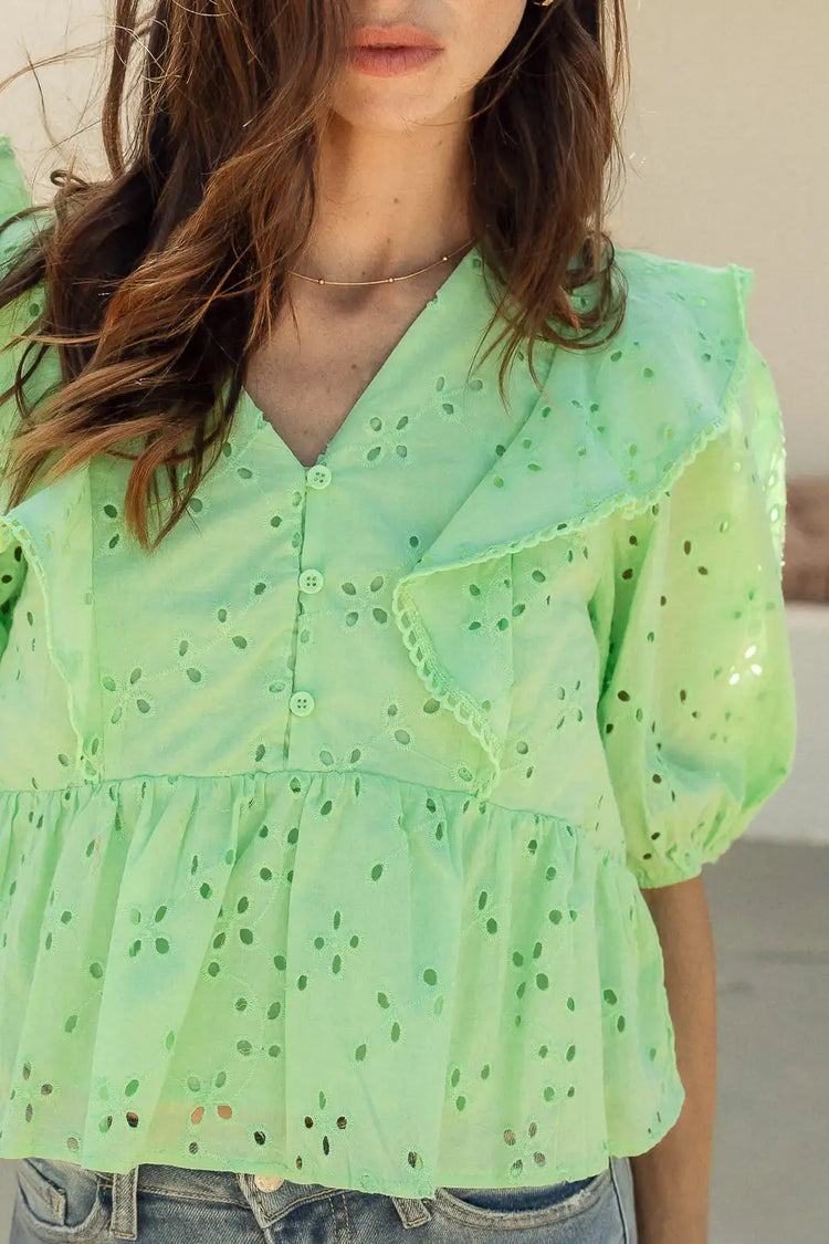 V-Neck with buttons detailed blouse in green 