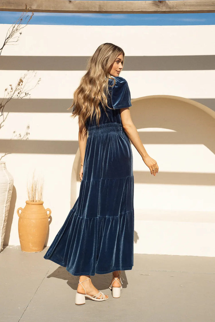 Marlowe Velvet Dress in Blue - FINAL SALE
