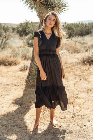 Willa Ruffle Dress in Black - FINAL SALE Willa Ruffle Dress in Black - FINAL SALE