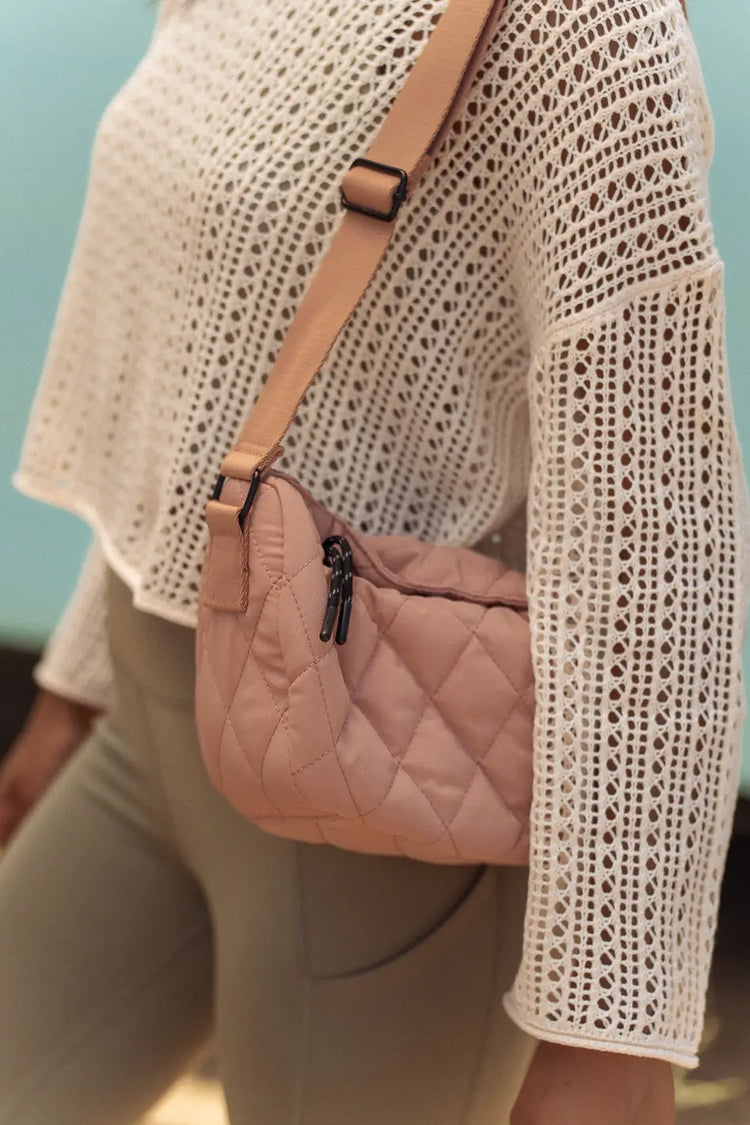 quilted crossbody in blush 