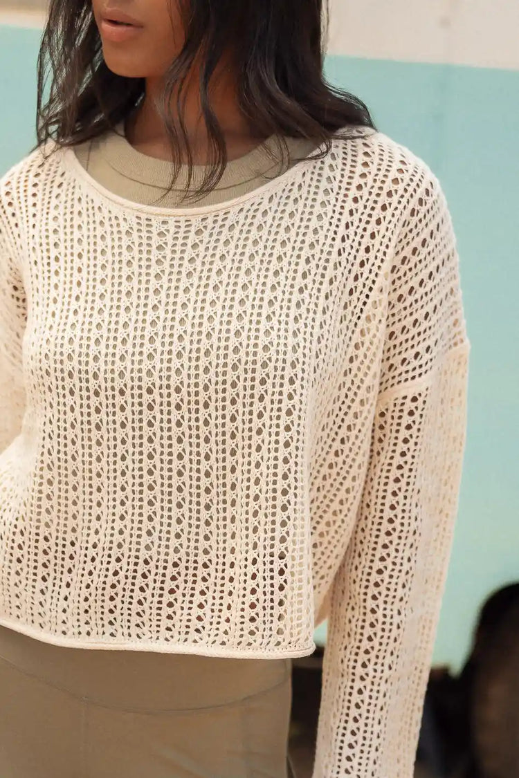 Lottie Crochet Sweater in Natural