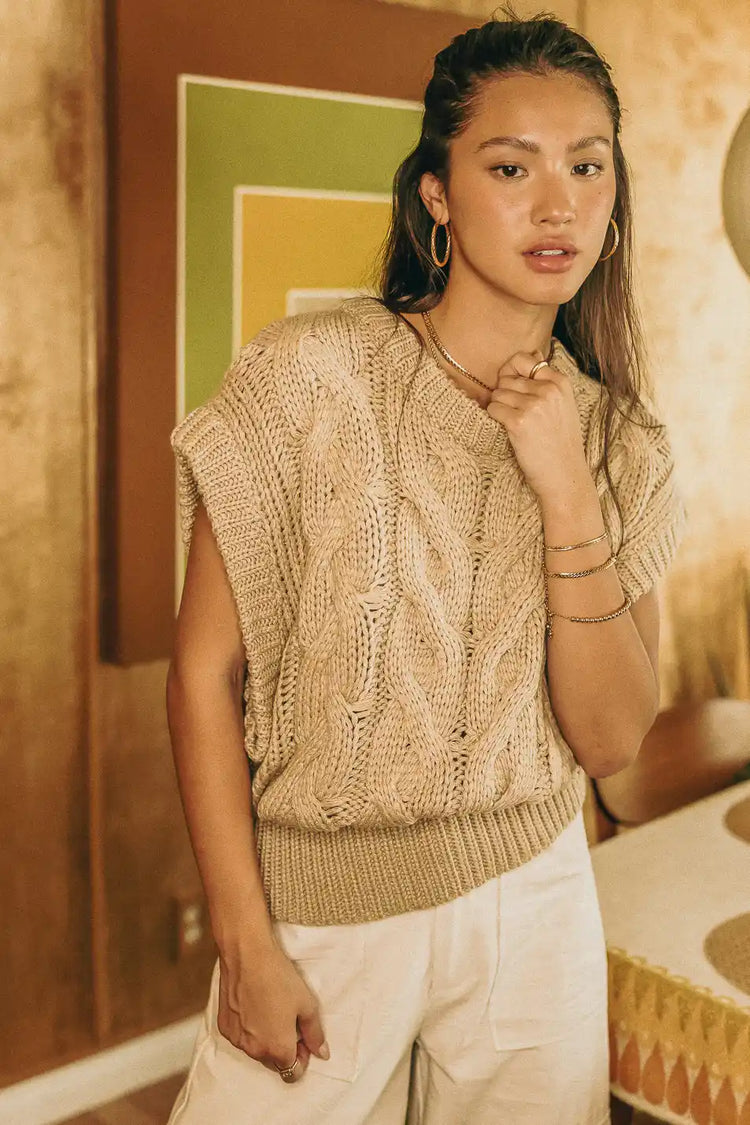 Moe Sweater Vest in Taupe - FINAL SALE