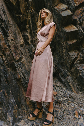Rosalind Midi Dress in Mauve - FINAL SALE