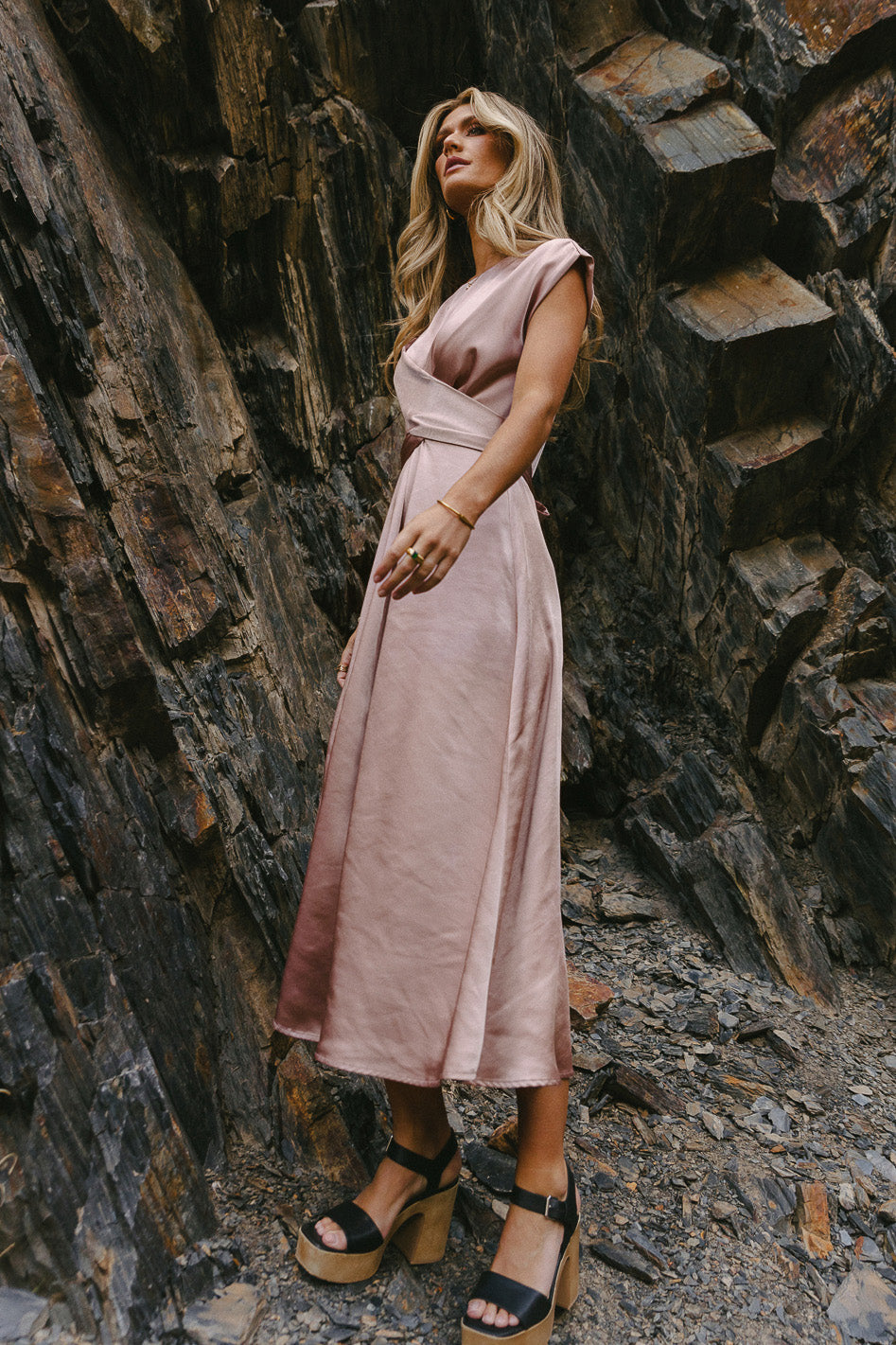 Rosalind Midi Dress in Mauve