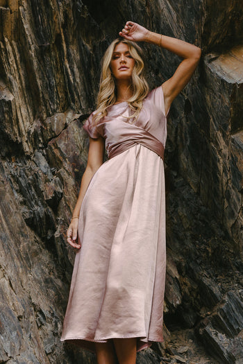 Rosalind Midi Dress in Mauve - FINAL SALE