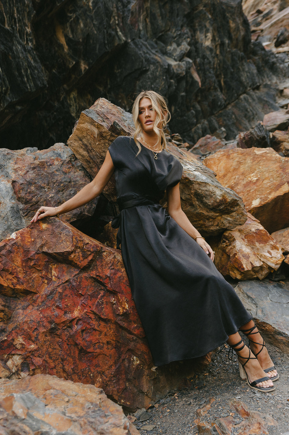 Rosalind Midi Dress in Black Rosalind Midi Dress in Black