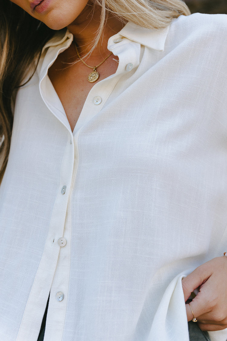 basic cream button up blouse 