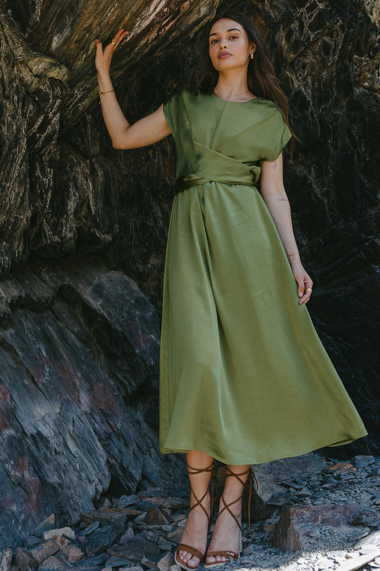 Rosalind Midi Dress in Moss