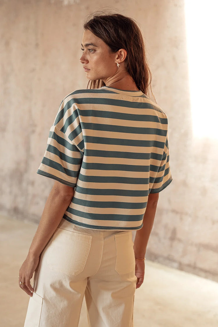 Striped top in teal 