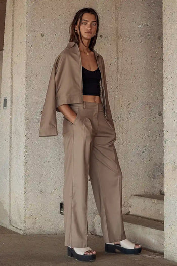 High rise straight leg pants 
