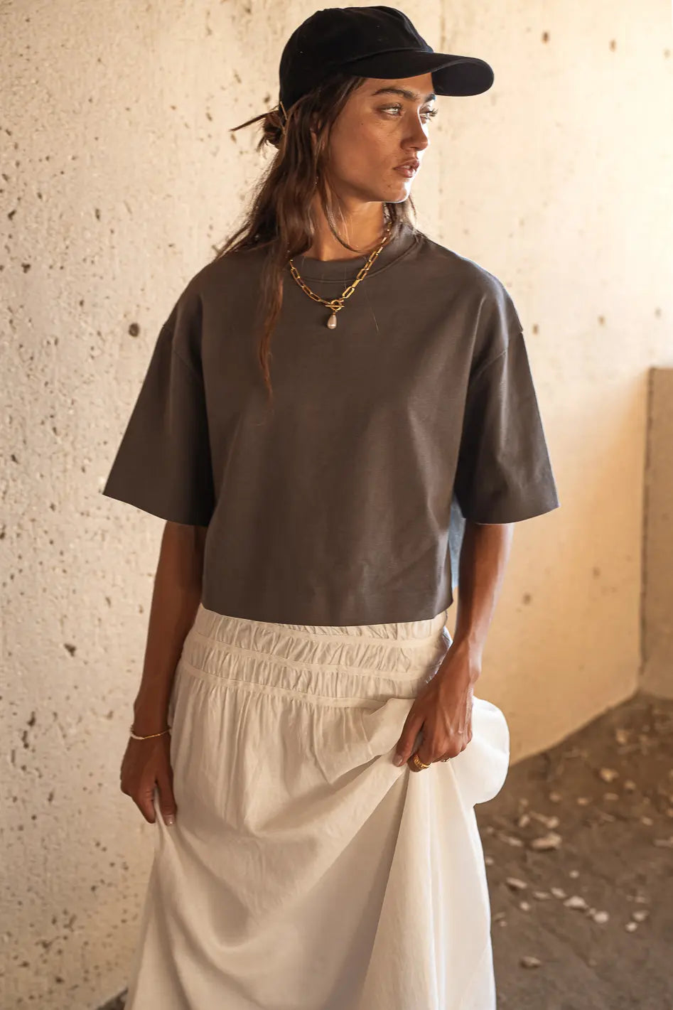 grey short sleeve oversized top