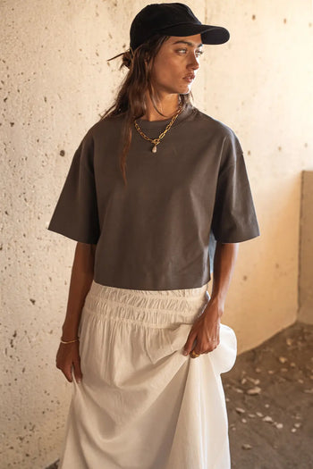 grey short sleeve oversized top