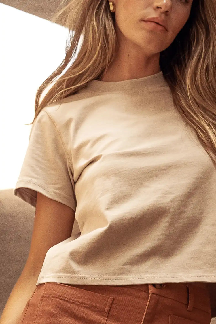 Round neck T-Shirt in taupe