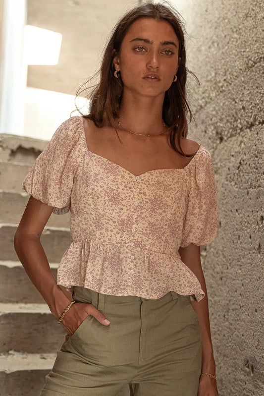 Sweetheart floral blouse in pink  
