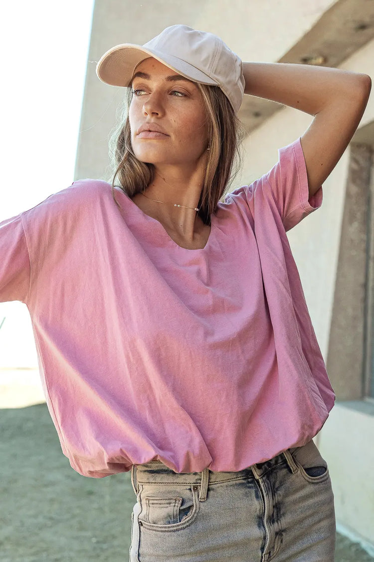 Boxy top in pink 