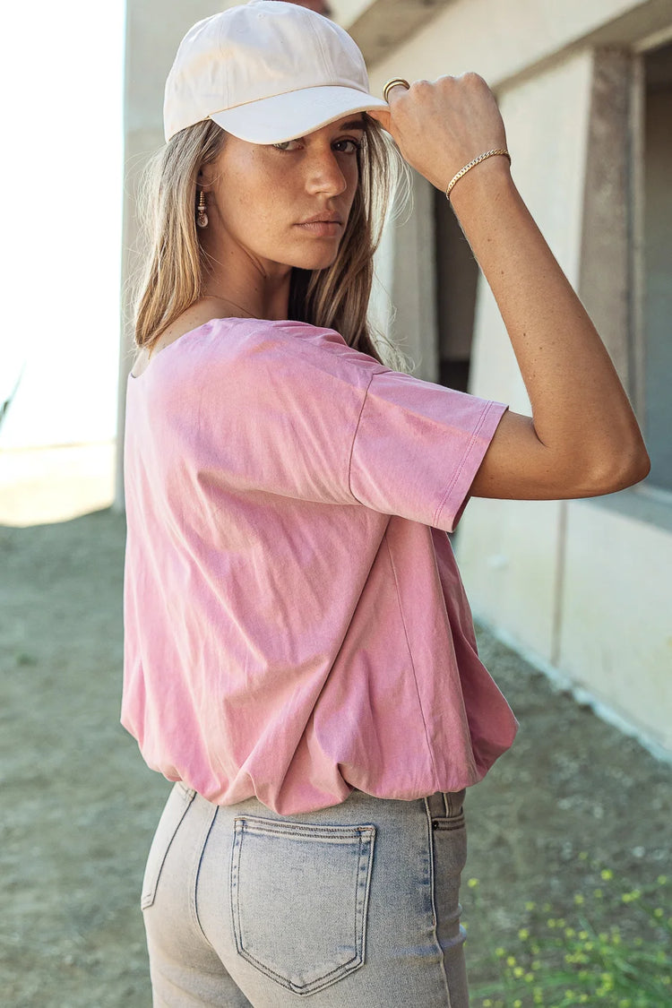 Short sleeves top in pink 