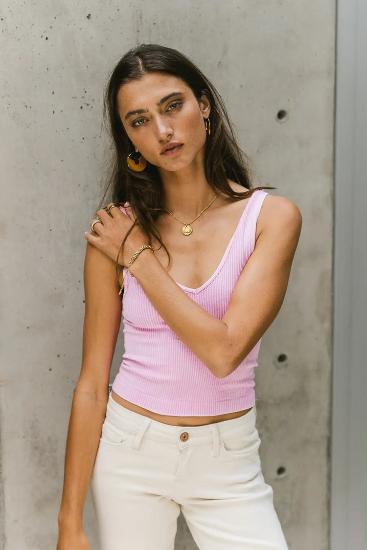 Tank top in washed pink 