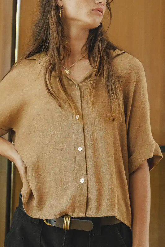 Collared button up in camel 