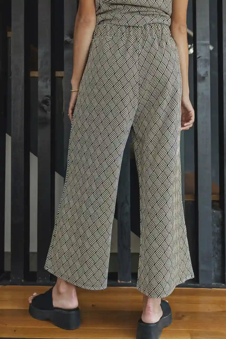 High rise wide leg pant in taupe 