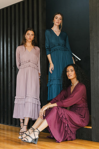 Willa Sleeved Ruffle Dress in Lavender