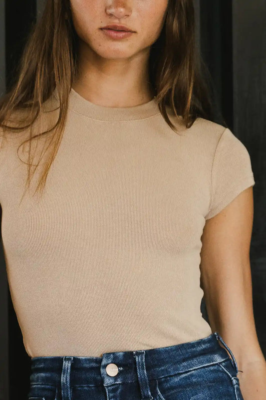 ribbed high neck line top