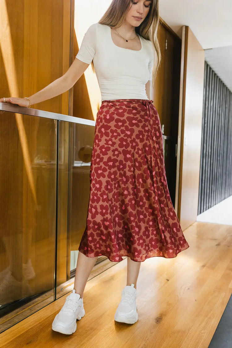 floral skirt with tie waist