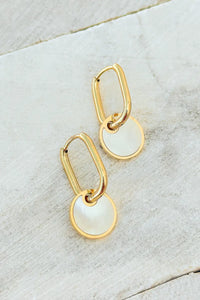 hoop earrings with circle white pendant