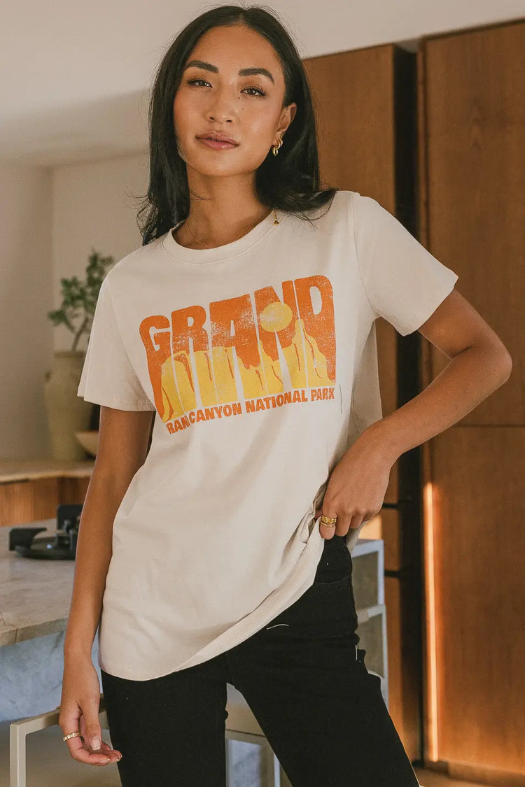 cream tee with grand canyon graphic