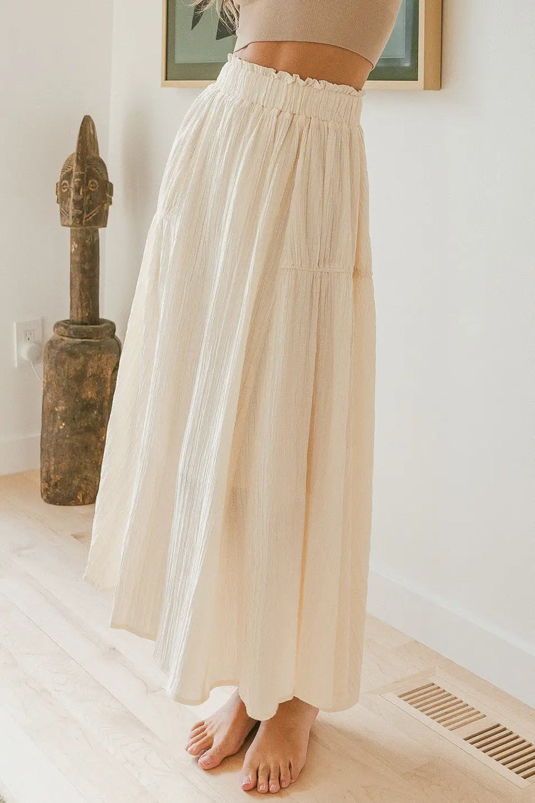 Elastic waist textured skirt