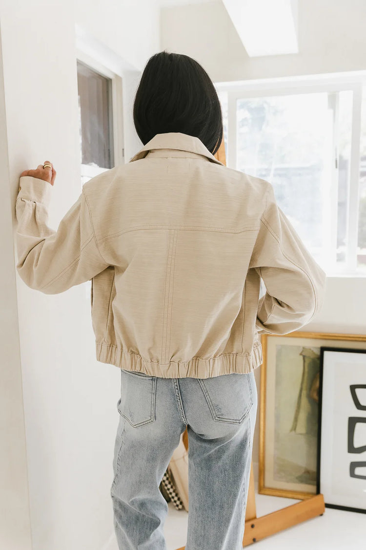 long sleeve lightweight jacket in natural 