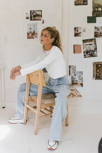 ribbed basic crop top in white