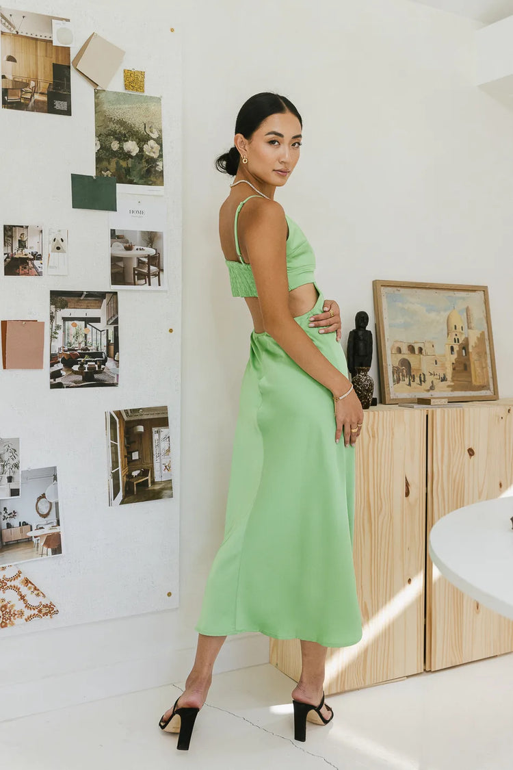 Ramona Cut Out Dress in Green | böhme