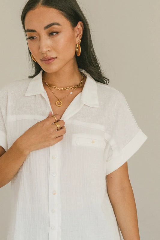 Short sleeves button up in white 